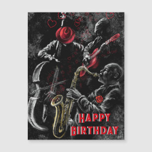 Magnétique Bonne carte d'anniversaire Jazz Music Band