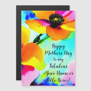 Magnétique Bright Poppies Votre nom Fête de la Mère Carte à p