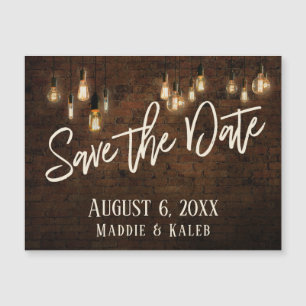 Magnétique Briques Edison Lights Enregistrer la date Carte ma