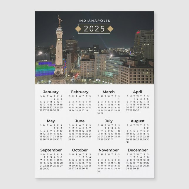 Magnétique Calendrier 2025 Indianapolis Monument Carte Magnét (Devant)