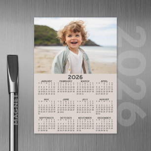 Magnétique Calendrier 2026 avec photo - Vue Année Carte magné