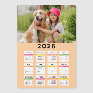 Magnétique Calendrier 2026 avec photo - Vue annuelle Carte ma