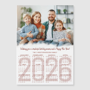 Magnétique Calendrier 2026 Photo Couleur Personnalisée Carte 