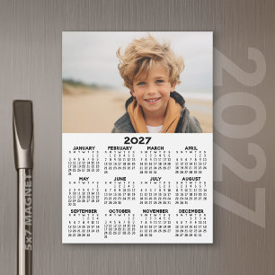 Magnétique Calendrier 2027 avec photo - Vue annuelle Carte ma