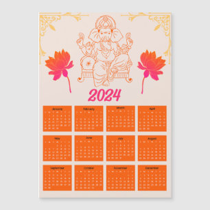 Magnétique Calendrier orange 2024 - Lord Ganpatio Carte magné