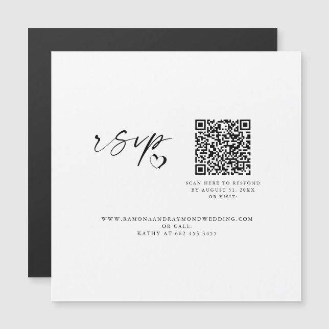 Magnétique Carte aimantée QR Code pour site web de mariage à  (Devant / Derrière)
