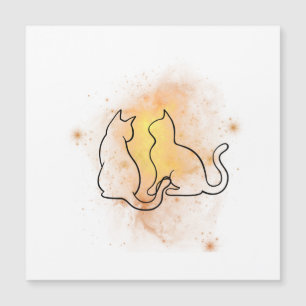 Magnétique Carte aquarelle plat Chat
