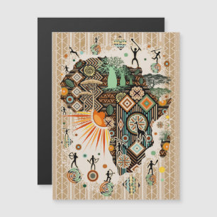 Magnétique Carte d'Afrique Éléments Tribaux Décoratifs Motif