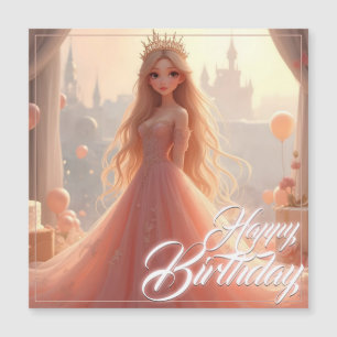 Magnétique Carte d'anniversaire princesse en rose