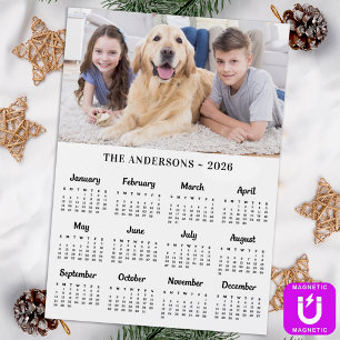 Magnétique Carte de calendrier 2026 personnalisée pour photo