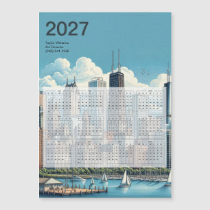 Magnétique Carte de calendrier d'architecture de la skyline d