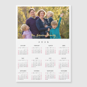 Magnétique Carte de calendrier photo personnalisée 2026 avec