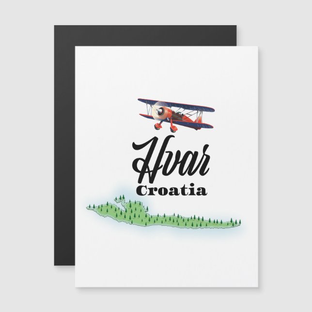 Magnétique Carte de Hvar Croatie (Devant / Derrière)
