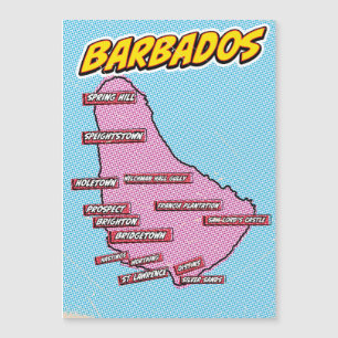 Magnétique Carte de la Barbade illustrée dans le style Pop Ar