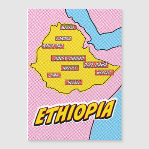 Magnétique Carte de l'Éthiopie illustrée par Pop Art