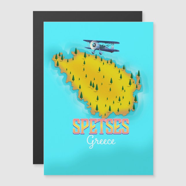 Magnétique Carte de l'île grecque Spetes poster de voyage (Devant / Derrière)