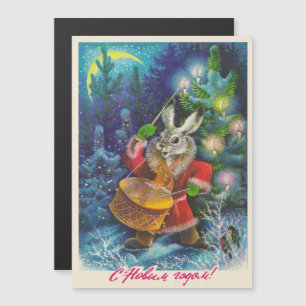 Magnétique Carte de Noël festive avec lièvre et tambour