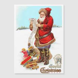 Magnétique Carte de vacances vintage Santa Claus Checklist