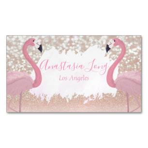 Magnétique Carte de visite d'aimant Flamant rose rose brillan