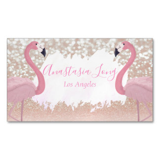 Magnétique Carte de visite d'aimant Flamant rose rose brillan