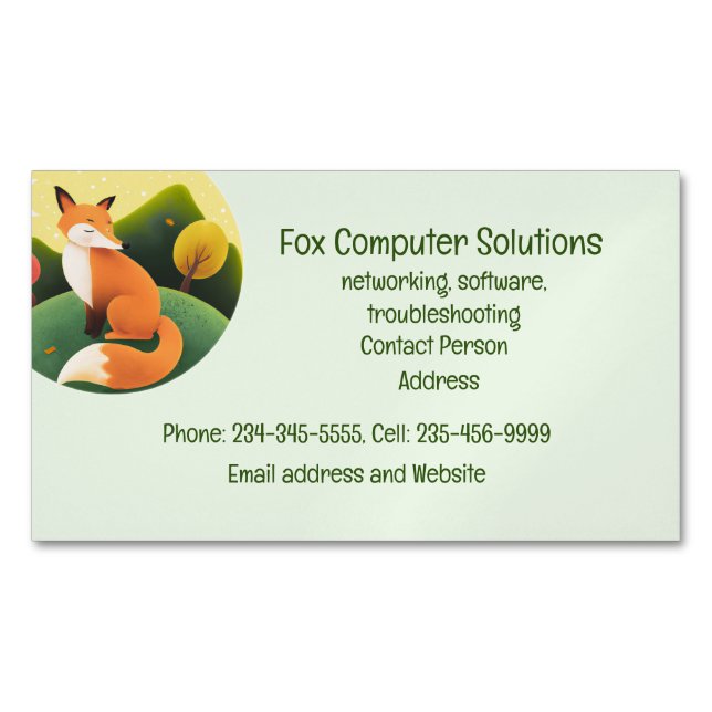 Magnétique Carte de visite de solutions informatiques Fox per (devant)