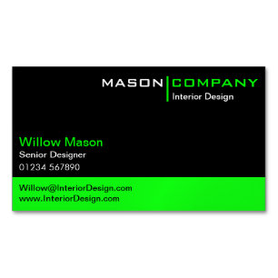 Magnétique Carte de visite d'entreprise Black and Lime Green