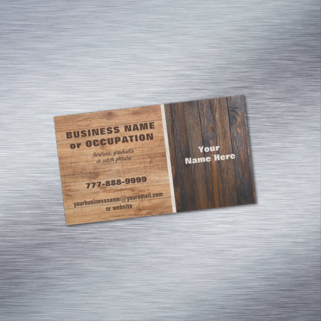 Magnétique Carte de visite en bois rustique (In Situ)
