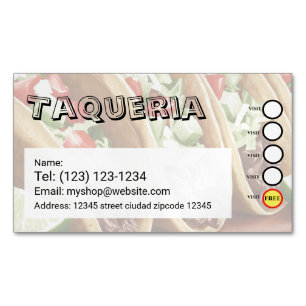 Magnétique carte de visite modifiable services TAQUERIA