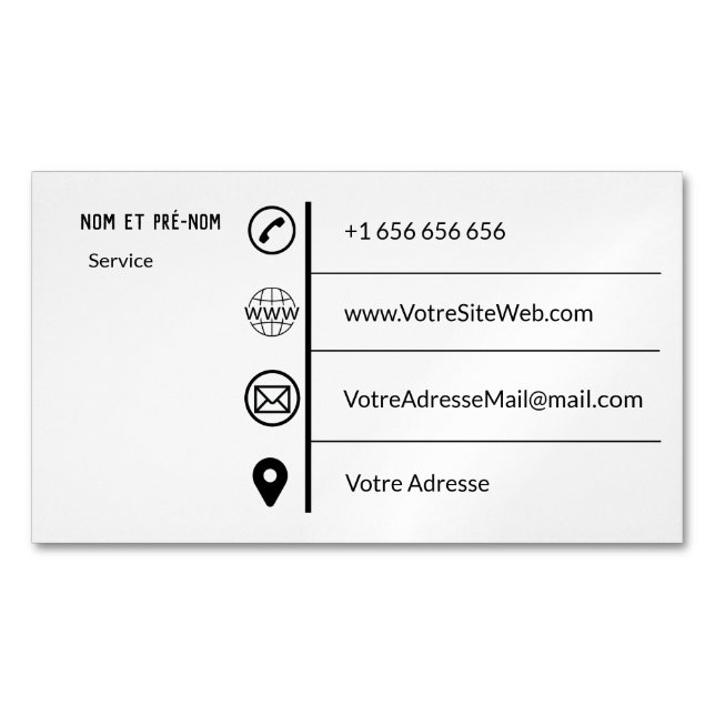 Magnétique Carte de visite Simple (devant)