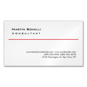 Magnétique Carte de visite simple de consultant blanc moderne