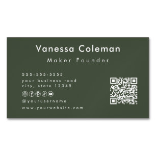 Magnétique Carte de visite vert forestier minimaliste profess