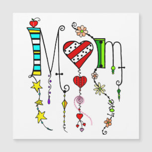 Magnétique Carte de vœux aimantée avec doodle pour maman
