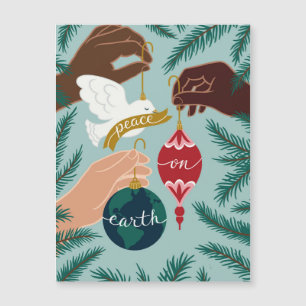 Magnétique Carte de voeux de Noël Paix sur Terre