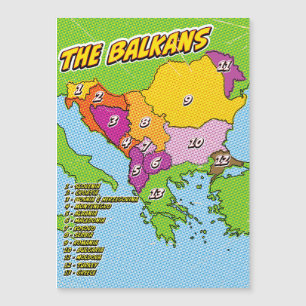 Magnétique Carte des Balkans illustrée par Pop Art
