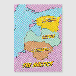 Magnétique Carte des États baltes illustrées par l'art popula
