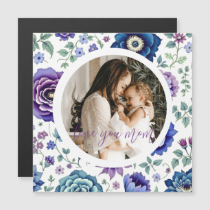 Magnétique Carte élégante de fête des mères à motif floral