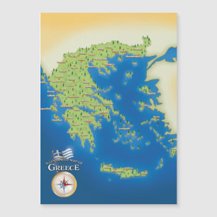 Magnétique Carte illustrée de Grèce.