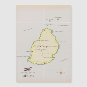 Magnétique Carte illustrée de Maurice
