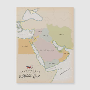 Magnétique Carte illustrée du Moyen-Orient.