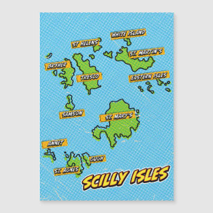 Magnétique carte illustrée Pop Art des îles Scilly