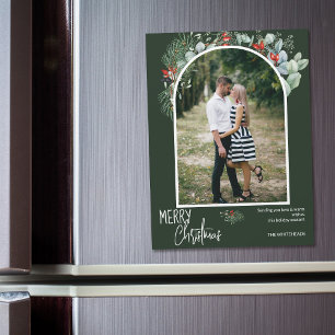 Magnétique Carte photo de Noël avec aimant à motif de verdure