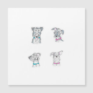 Magnétique Carte quatre chiens dépenaillés