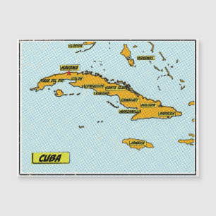 Magnétique Carte vintage de Cuba de bande dessinée