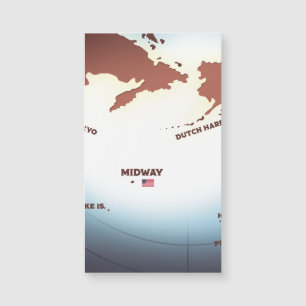 Magnétique Carte vintage de l'île de Midway style WW2