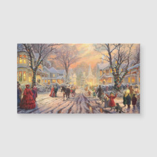 Magnétique Carte vintage Victorian Christmas Snowy Landcape C