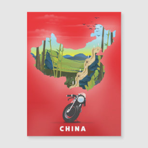 Magnétique Chine Carte illustrée affiche de voyage
