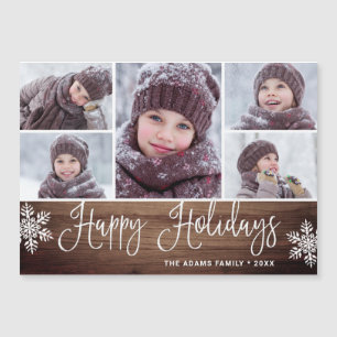 Magnétique Christmas Holly Berry Rustique 5 PHOTO Carte magné