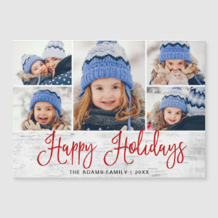 Magnétique Christmas Holly Berry Rustique 5 PHOTO Carte magné