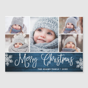 Magnétique Christmas Holly Berry Rustique 5 PHOTO Carte magné