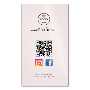 Magnétique Code QR Facebook Instagram   carte de visite rose 